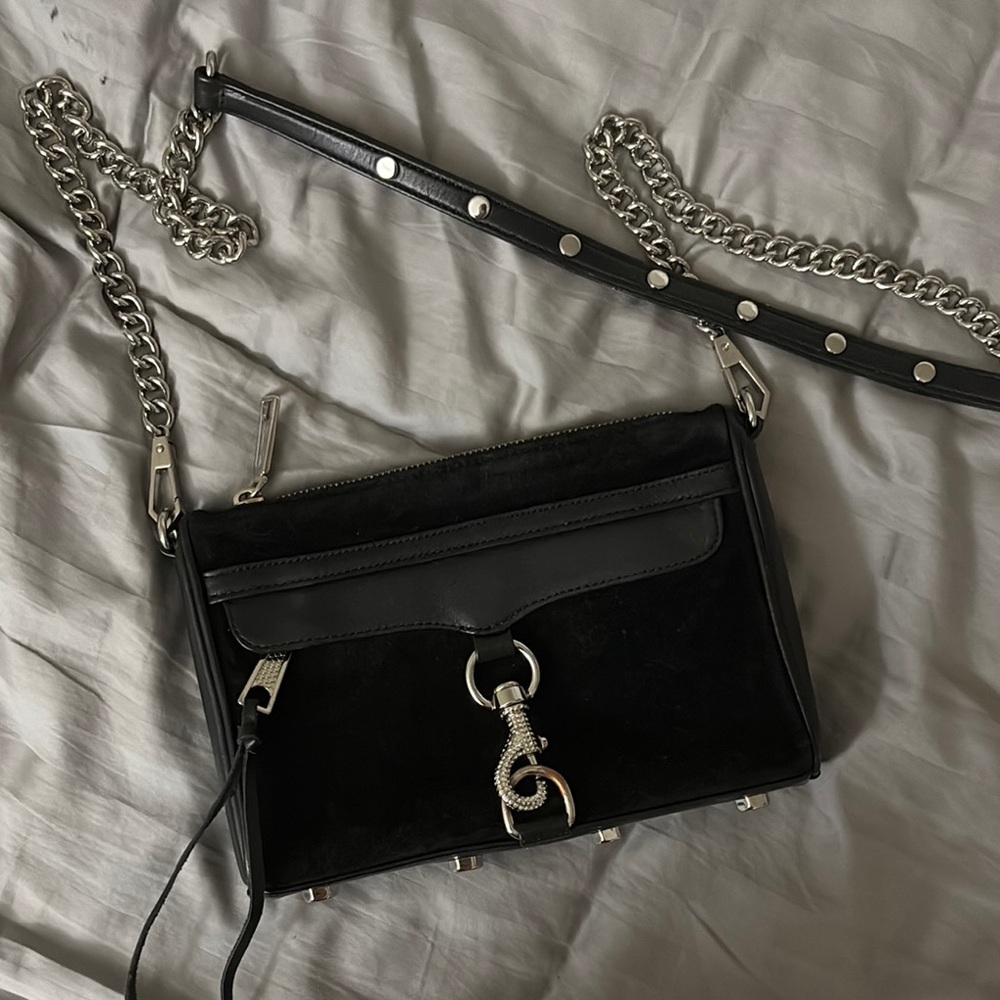 Black Leather Chain Strap Bag